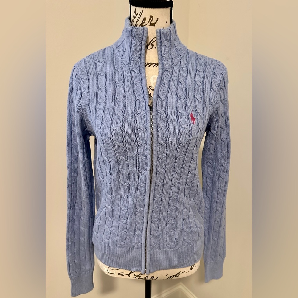 Polo Ralph Lauren Sport Cable Knit Full Zip Sweater Size S/M